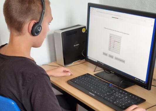 Schüler sitzt am PC